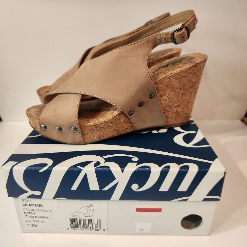 Lucky Brand LK-Minari Cork Wedge Sandals ~ Size 7.5